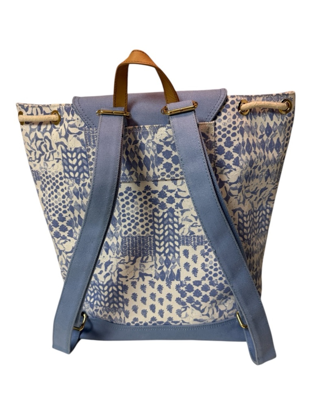 Vineyard Vines Blue Painted Rattan Daypack Backpack. - Picture 8 of 11